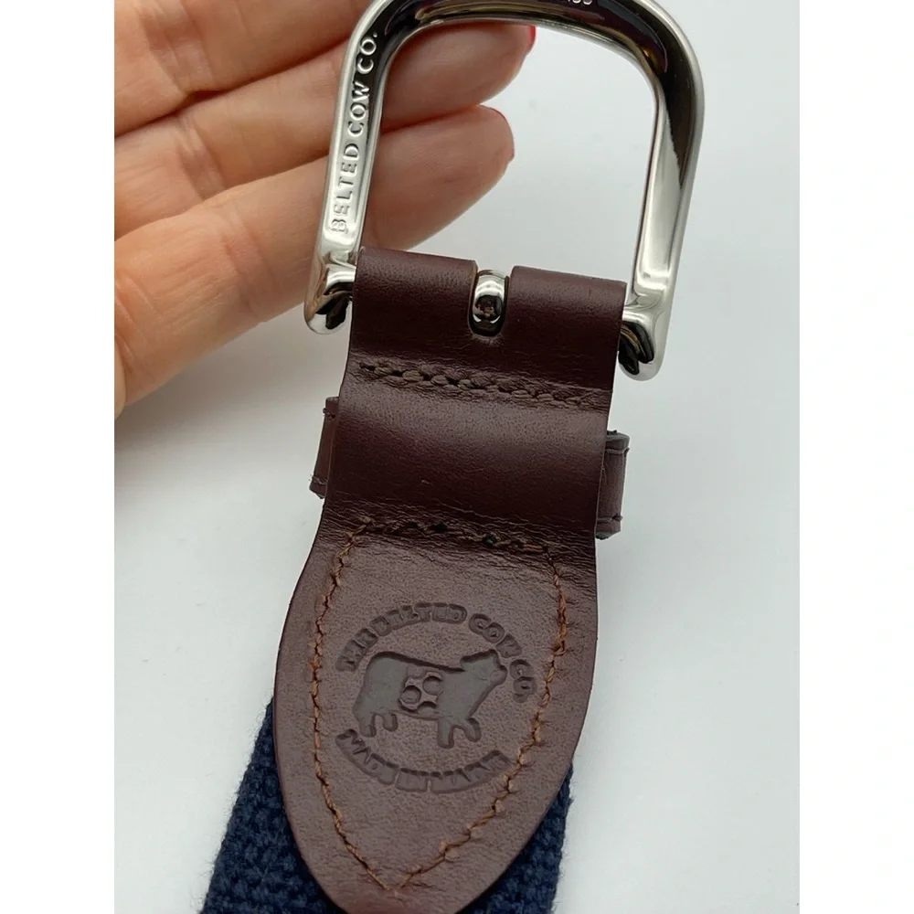 The Belted Cow Three 3 Labs Dogs Belt Leather Brass Buckle Webbing Sz 50